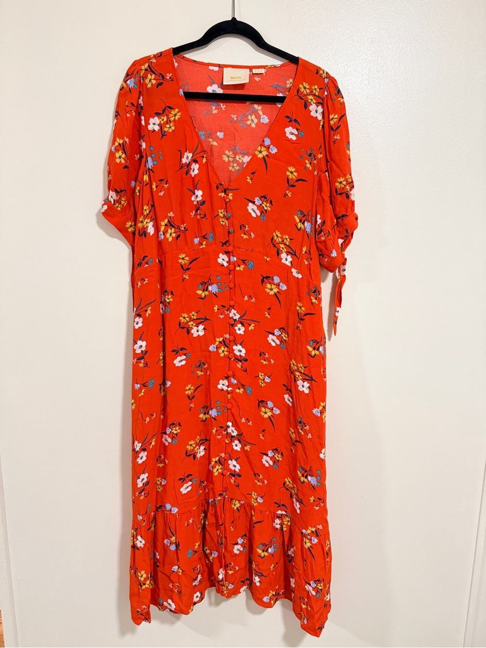 Anthropologie Maeve Eudora Floral Print Midi Dress Size 14 Boho Cottage Summer